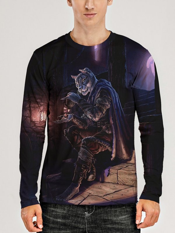 imgi_2_d36f01fa6b32e79d94feae77b942d06b Men's Graphic 3D Animal T Shirt Print Long Sleeve Daily Tops Purple - Image 1