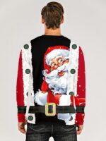 Men's 3D Graphic T-Shirt Print Long Sleeve Christmas Tops Round Neck Black/Red - Image 3